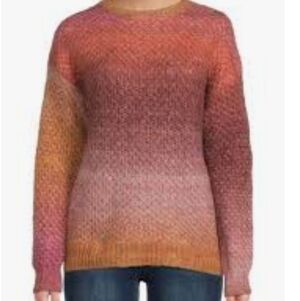 Cliche Women's Space Dye Textured Sweater In Brown Multi, Medium